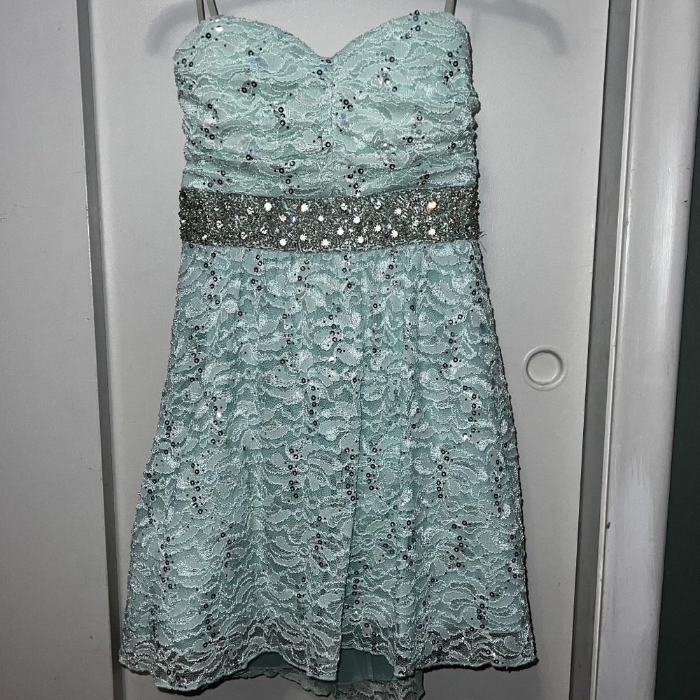 Strapless Teal Formal Juniors Dress size 5